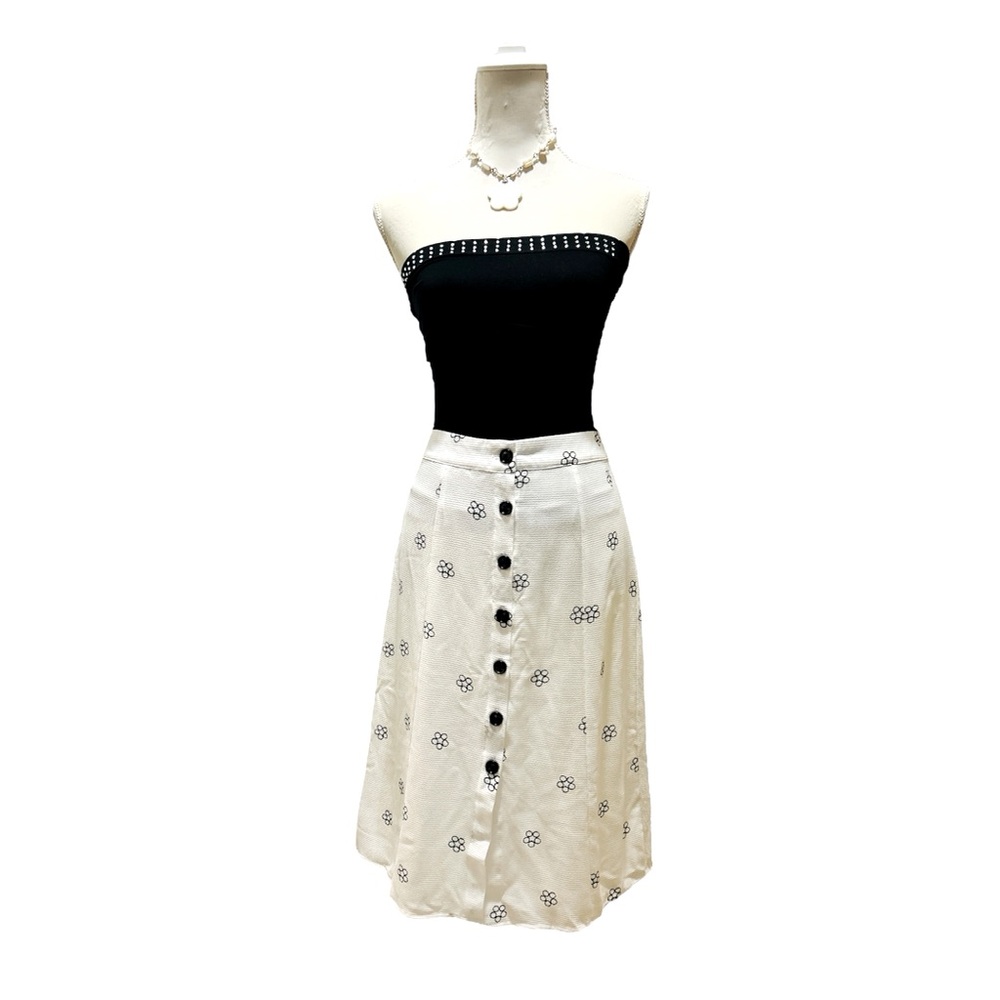 Flare A-Line Floral Midi Skirt High Waisted Button Down by Essue size Small